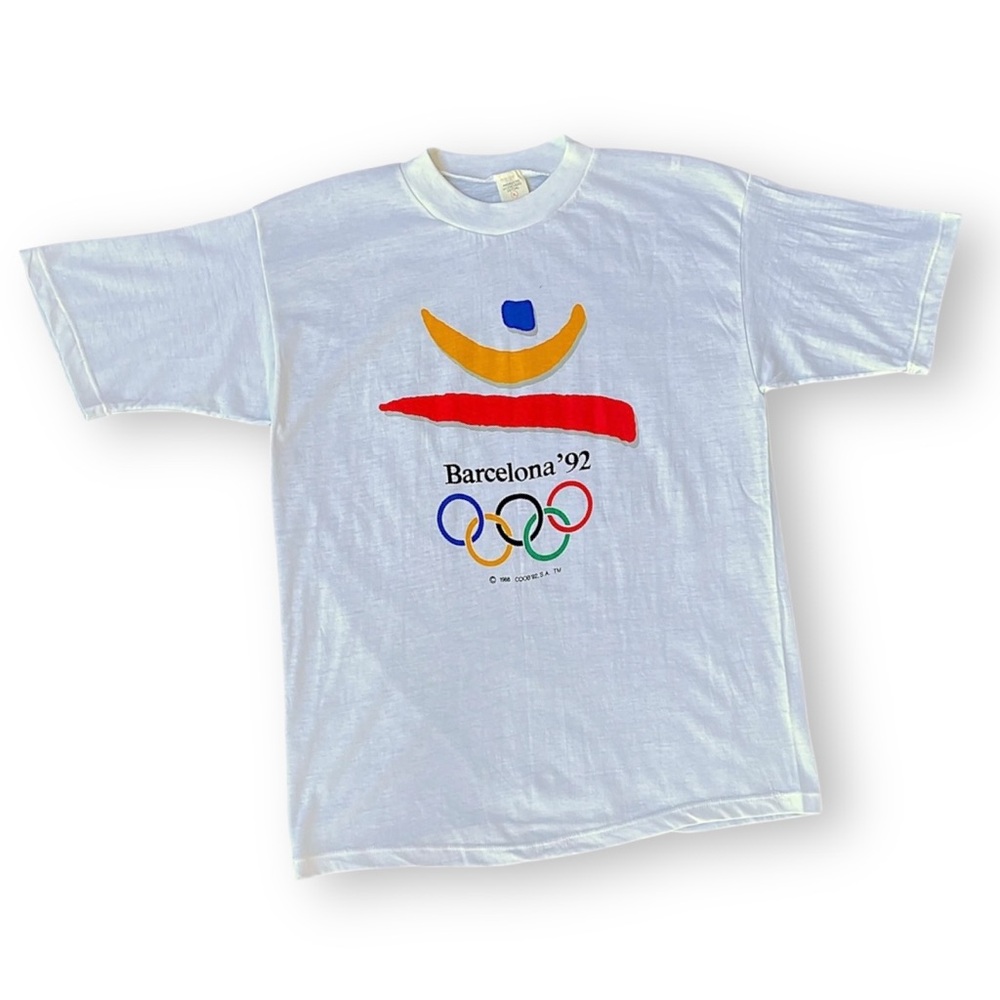 Vintage Barcelona '92 Olympics Graphic Tee - White with Multicolor Logo